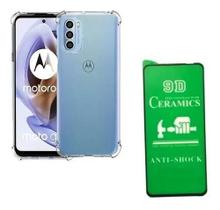 KIT Moto G31 Película de Cerâmica 9D + Capinha Anti Impacto Transparente
