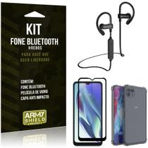 Kit Moto G50 5G Fone Bluetooth HS188 + Película 3D + Capa Anti Impacto - Armyshield