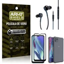 Kit Moto G50 5G Fone Extreme + Capa Anti Impacto + Película Vidro 3D - Armyshield