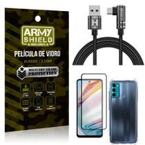 Kit Moto G60 Cabo em L Tipo C HS180 + Capinha + Película 3D - Armyshield