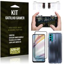 Kit Moto G60 Gatilho Gamer + Capa Anti Impacto + Película Vidro 3D - Armyshield