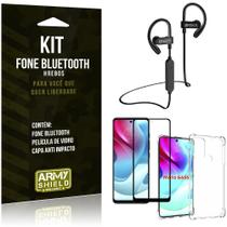 Kit Moto G60S Fone Bluetooth HS188 + Película 3D + Capa Anti Impacto - Armyshield