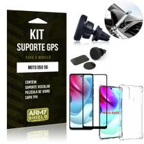 Kit Moto G60S Suporte Veicular Magnético + Capa Anti Impacto + Película Vidro 3D - Armyshield