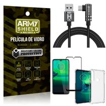 Kit Moto G8 Plus Cabo em L Tipo C HS180 + Capinha + Película 3D - Armyshield