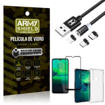 Kit Moto G8 Plus Cabo Magnético 2 Metros + Capinha + Película 3D - Armyshield