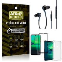 Kit Moto G8 Plus Fone Extreme + Capa Anti Impacto + Película 3D - Armyshield