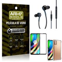 Kit Moto G9 Plus Fone Extreme + Capa Anti Impacto + Película 3D - Armyshield