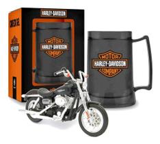 Kit Moto Miniatura Coleção 1:18 + Caneca Chopp Harley Davidson Presente Motociclista
