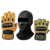 Kit Moto Proteção Completa: Luva Tática com Dedos + Luva sem Dedos + Balaclava Touca Ninja = 3 Produtos