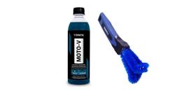 Kit Moto-v shampoo lava motos 500ml + Escova limpeza raios e aros de motos Vonixx