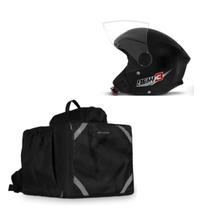 Kit Motoboy Capacete New Liberty 3 Preto Tam. 56 + Mochila Térmica 45 Litros Kit Motoboy Capacete New Liberty 3 Preto Tam. 56 + Mochila Térmica 45 Litros