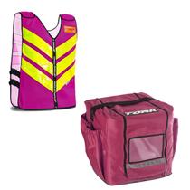 Kit Motoboy Mochila Térmica 20 Marmitas + Colete Refletivo Rosa P