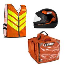 Kit Motoboy Mochila Térmica + Capacete Sport Moto 788 Laranja 56 + Colete Refletivo G Kit Motoboy Mochila Térmica + Capacete Sport Moto 788 Laranja 56 + Colete Refletivo G
