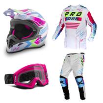 Kit Motocross Fast Next Camisa Calça Óculos Capacete