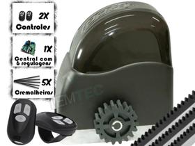 KIT MOTOR PORTÃO DESLIZANTE RCG AL 450Kg 1/4CV 127V ou 220V + 2 CONTROLES + 3M DE CREMALHEIRAS