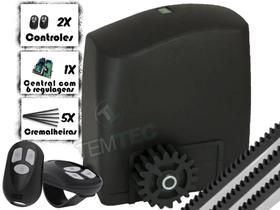 KIT MOTOR PORTÃO DESLIZANTE RCG PL 450Kg 1/4CV 127V ou 220V + 2 CONTROLES + 3M DE CREMALHEIRAS