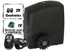 KIT MOTOR PORTÃO DESLIZANTE RCG PL 600Kg 1/3CV 127V ou 220V + 2 CONTROLES SEM CREMALHEIRAS
