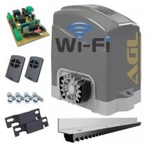 Kit Motor Portão Eletrônico Deslizante Wifi Bluetooth 300kg 2 Controles 3m Agl