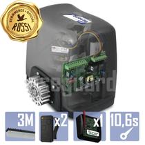 Kit Motor Rossi 1/4CV Dz Nano Turbo 3m Crem 2 Control 1 Txcar Portão Eletrônico Deslizante 600kg