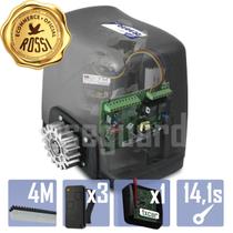 Kit Motor Rossi 1/4CV Dz Nano Turbo 4m Crem 3 Control 1 Txcar Portão Eletrônico Deslizante 600kg
