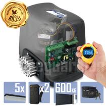 Kit Motor Rossi 1/4CV Dz Nano Turbo 5m Crem 2 Control Portão Eletrônico Deslizante 600kg