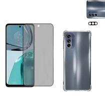 KIT Motorola Moto G62 Película Privacidade 3D + Capa Anti Impacto + Película da Câmera 3D