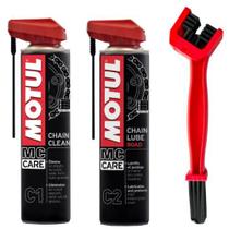 Kit Motul Limpa E Lubrifica C1 + C2 + Escova De Limpeza