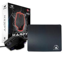Kit Mouse 3200 Dpi Harpy Com Mouse Pad Antiderrapante Preto