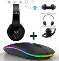 Kit Mouse 4 Botões 9H e Headset P47 Bluetooth Sem Fio Top