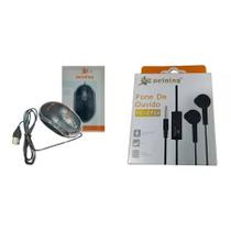 Kit mouse com fio pei bt04 e fone de ouvido com fio pei ep 24 peining