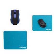 Kit Mouse com Fio USB 2.0 800 DPI + Base Antideslizante Azul