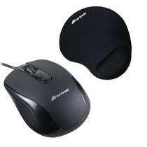 Kit Mouse Com Fio USB Óptico 2400Dpi OM-103BK Fortrek + Mousepad Ergonômico Gel ERG-102