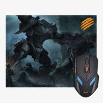 Kit Mouse e Mousepad Gamer WAR 6 Botoes LED 2.400DPI OEX MC100