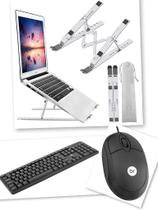 Kit Mouse e teclado com fio + Suporte Notebook