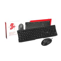 Kit mouse e teclado com fio Usb Abnt2 Office 5+ Preto kc-500