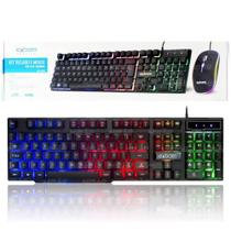 Kit Mouse e Teclado com Fio USB com LED RGB ABNT II-Padrão Brasileira- BK-G550 - Exbom