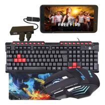 Kit Mouse E Teclado Gamer Para Celular Completo Mobilador Ff