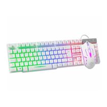 Kit Mouse E Teclado K-mex Kmw52+moa8 Rainbow Com Fio Branco - B2kmw5228u2cb2x