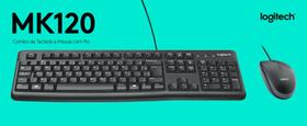 Kit Mouse E Teclado Logitech Mk120 Com Fio Usb Pto
