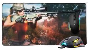 Kit Mouse Gamer 6 Botões 4800 DPI Led RGB e Mouse Pad Extra Grande 80x40 cm Emborrachado Estampado Gamer Kit Mouse Gamer 6 Botões 4800 DPI Led RGB e Mouse Pad Extra Grande 80x40 cm Emborrachado Estampado Gamer