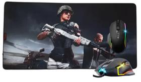 Kit Mouse Gamer 6 Botões 4800 DPI Led RGB e Mouse Pad Extra Grande 80x40 cm Emborrachado Estampado Gamer Kit Mouse Gamer 6 Botões 4800 DPI Led RGB e Mouse Pad Extra Grande 80x40 cm Emborrachado Estampado Gamer