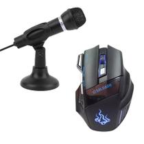 Kit Mouse Gamer Com Fio 3000Dpi Gm-700 + Microfone Max Print