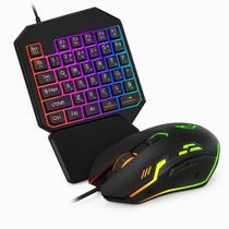 Kit Mouse Gamer Led rgb 7 Cores Teclado Single Hand Uma Mão