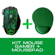 Kit Mouse Gamer + Mousepad Com Fio Para Notebook Computador