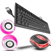 Kit Mouse Óptico Com Led E Teclado Macio Com Fio Usb Com Caixinhas De Som P2