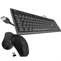 Kit Mouse Óptico Wireless E Teclado Com Fio Conexão Por Usb Kit Mouse Óptico Wireless E Teclado Com Fio Conexão Por Usb