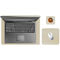 Kit Mouse Pad 43x30cm Apoio Notebook Tablet + 20x20cm Com Porta Copos