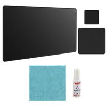 Kit Mouse Pad 43x30cm Protetor Mesa + 20x20cm Com Porta Copos e Kit Limpeza
