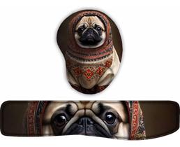 Kit Mouse Pad + Apoio De Teclado Coleção Pug 1