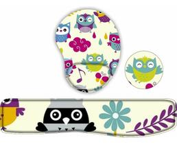 Kit Mouse Pad + Apoio De Teclado + Porta Copo Coruja Maluca